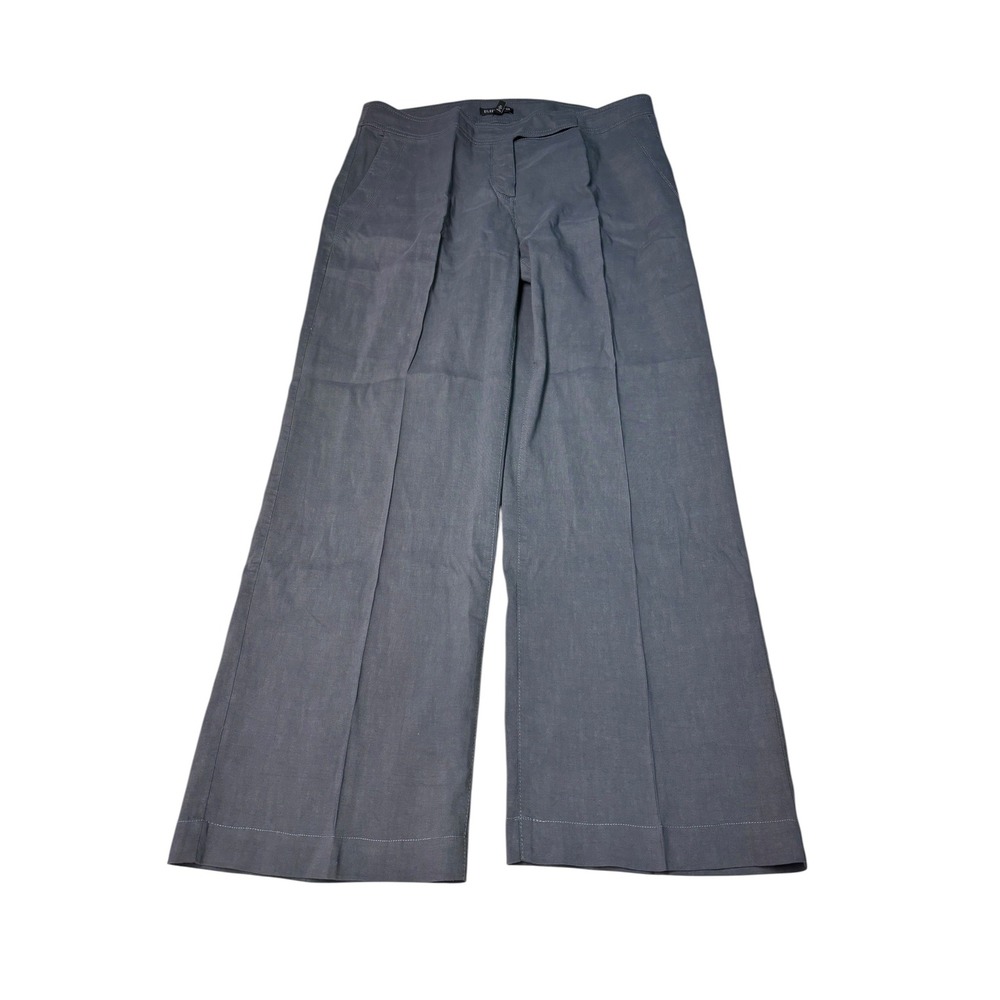 Eileen Fisher Grey Italian Linen Viscose Wide Leg Trousers Women Size 10 W33 L27